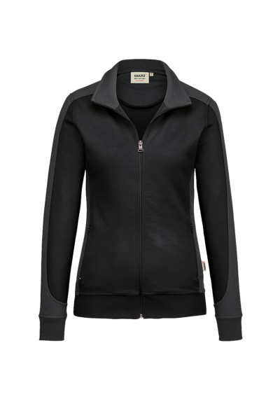 HAKRO Damen Sweatjacke Contrast MIKRALINAR®, schwarz/anthrazit