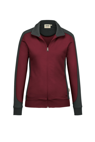 HAKRO Damen Sweatjacke Contrast MIKRALINAR®, weinrot/anthrazit
