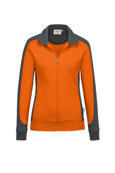 HAKRO Damen Sweatjacke Contrast MIKRALINAR®, orange/anthrazit
