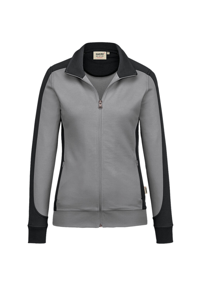 HAKRO Damen Sweatjacke Contrast MIKRALINAR®, titan/anthrazit