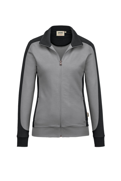 HAKRO Damen Sweatjacke Contrast MIKRALINAR®, titan/anthrazit