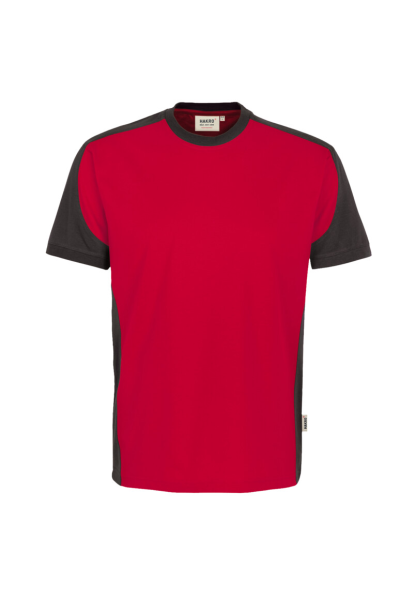 HAKRO T-Shirt Contrast MIKRALINAR®, rot/anthrazit