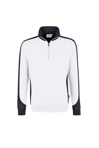 HAKRO Zip-Sweatshirt Contrast MIKRALINAR®, weiss/anthrazit