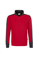 HAKRO Zip-Sweatshirt Contrast MIKRALINAR®, rot/anthrazit, M