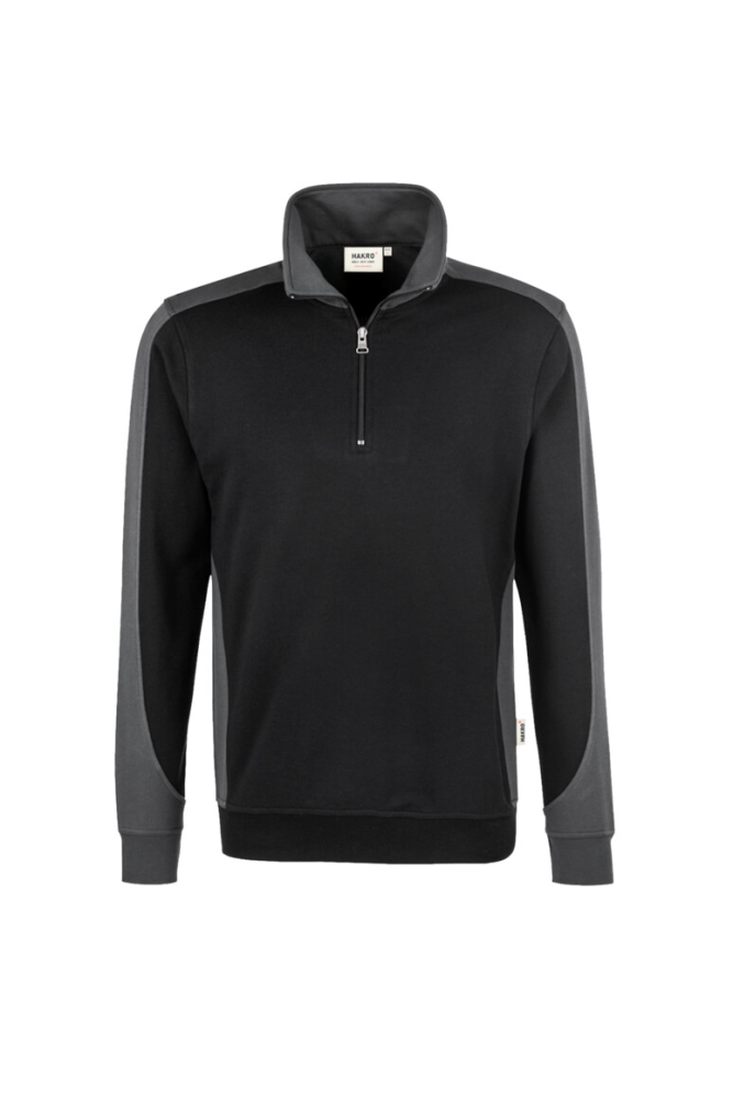 HAKRO Zip-Sweatshirt Contrast MIKRALINAR®, schwarz/anthrazit, M