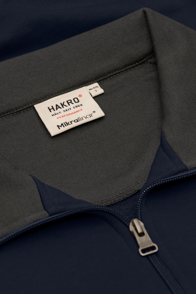 HAKRO Zip-Sweatshirt Contrast MIKRALINAR®, tinte/anthrazit, S