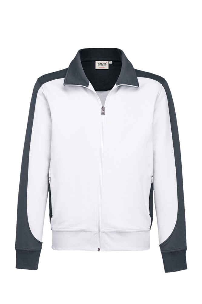 HAKRO Sweatjacke Contrast MIKRALINAR®, weiss/anthrazit, 5XL
