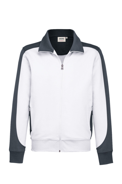 HAKRO Sweatjacke Contrast MIKRALINAR®, weiss/anthrazit