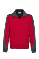 HAKRO Sweatjacke Contrast MIKRALINAR®, rot/anthrazit, M