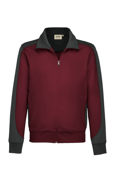 HAKRO Sweatjacke Contrast MIKRALINAR®, weinrot/anthrazit