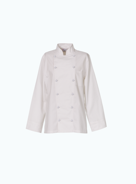 24StarWork Damen Kochbluse Langarm, weiss
