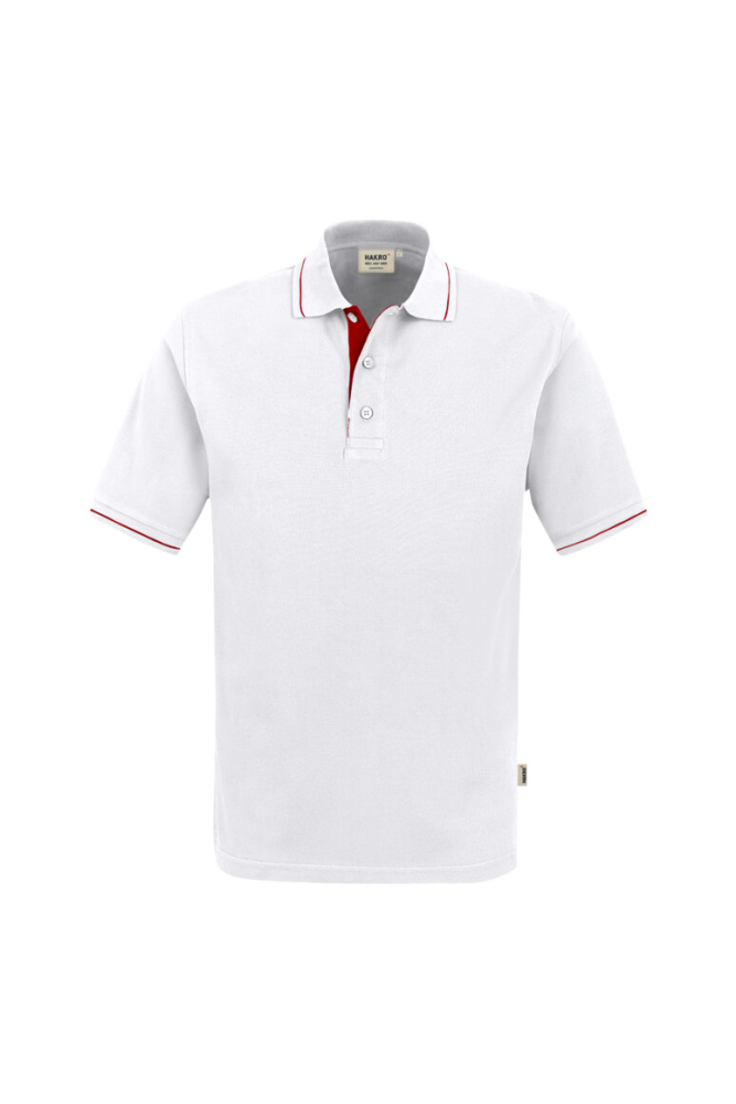 HAKRO Poloshirt Casual, weiss/rot, L