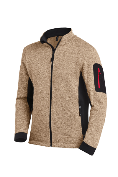 FHB CHRISTOPH Strick-Fleece-Jacke, beige-schwarz