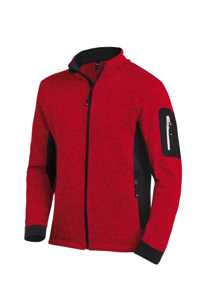 FHB CHRISTOPH Strick-Fleece-Jacke, rot-schwarz