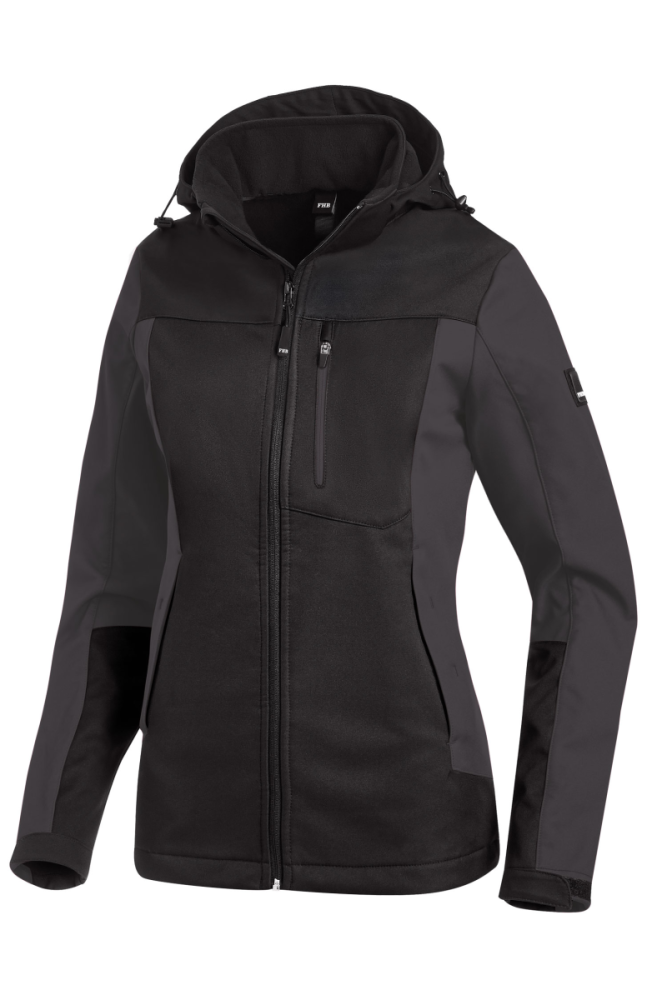 FHB JULIA Softshell-Jacke Damen, anthrazit-schwarz, Gr.