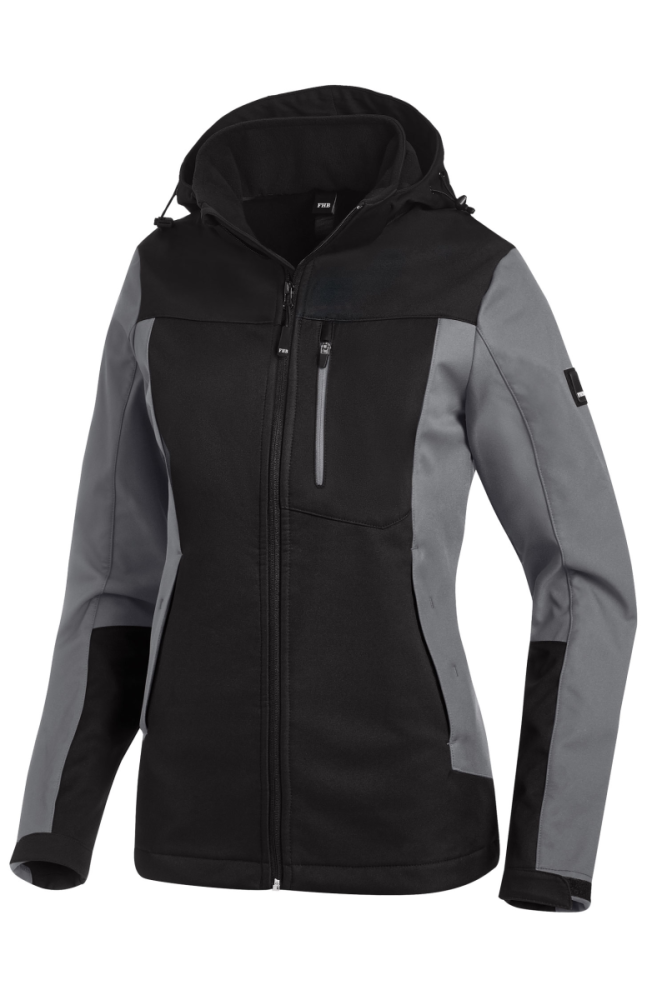 FHB JULIA Softshell-Jacke Damen, grau-schwarz, Gr.