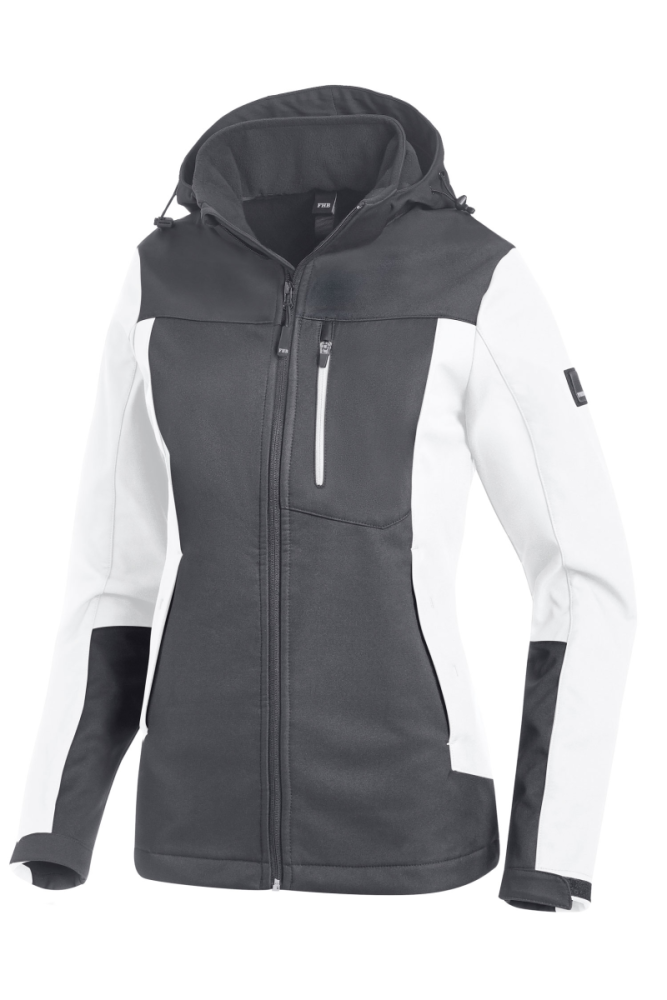 FHB JULIA Softshell-Jacke Damen, weiß-anthrazit, Gr.
