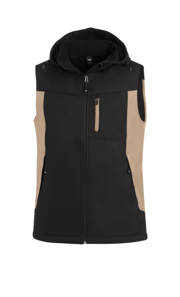 FHB JUSTUS Softshellweste, beige-schwarz