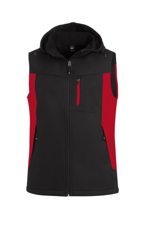 FHB JUSTUS Softshellweste, rot-schwarz, Gr. XS