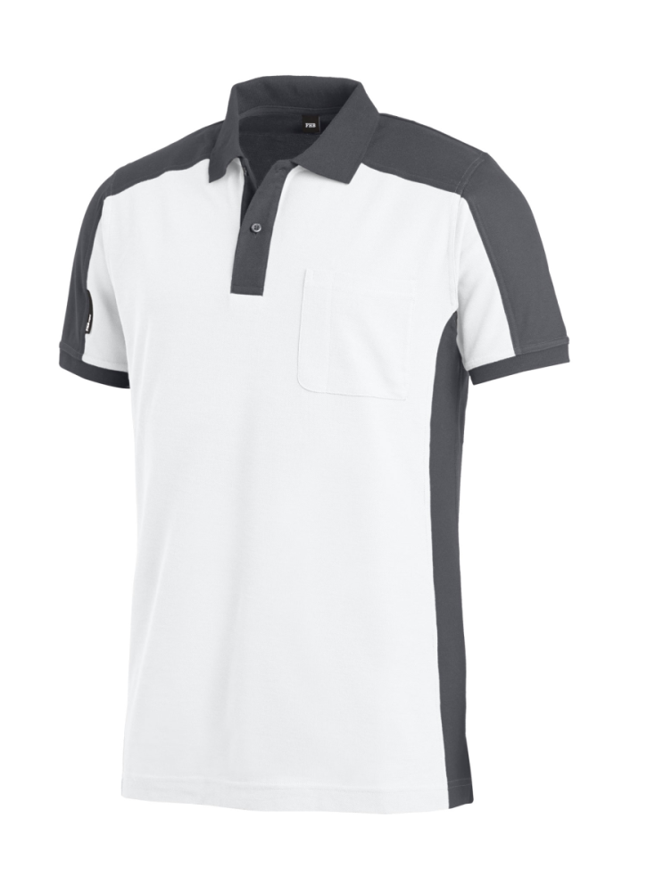 FHB KONRAD Polo-Shirt, weiss-anthrazit, Gr. M