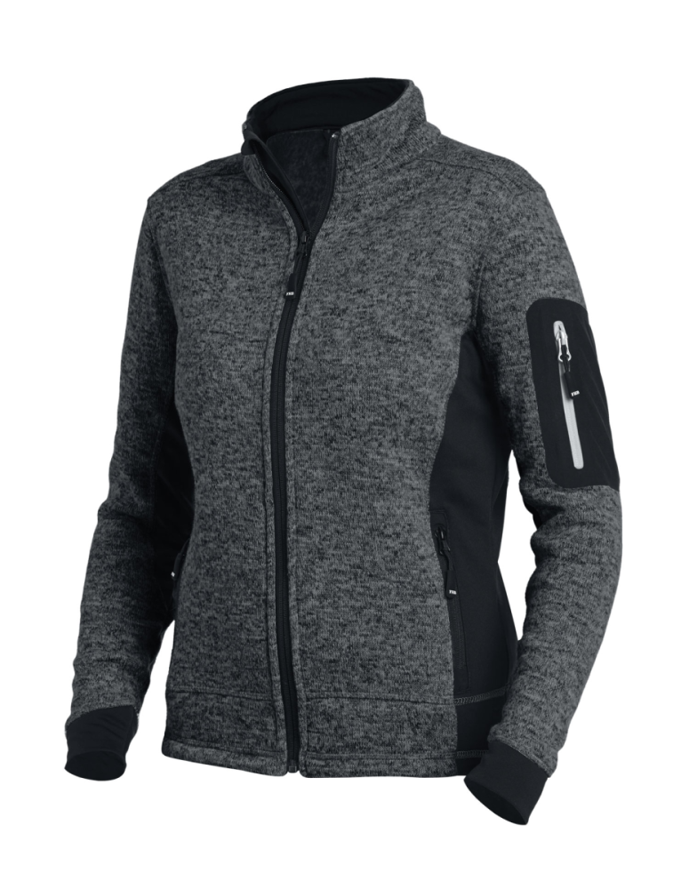 FHB MARIEKE Strick-Fleece-Jacke Damen, anthrazit-schwarz, Gr.