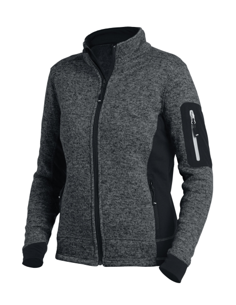 FHB MARIEKE Strick-Fleece-Jacke Damen, anthrazit-schwarz, Gr.