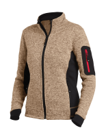 FHB MARIEKE Strick-Fleece-Jacke Damen, beige-schwarz, Gr. S