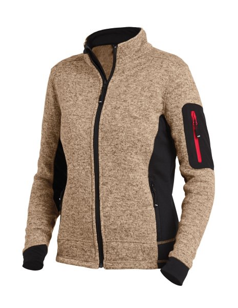 FHB MARIEKE Strick-Fleece-Jacke Damen, beige-schwarz, Gr.
