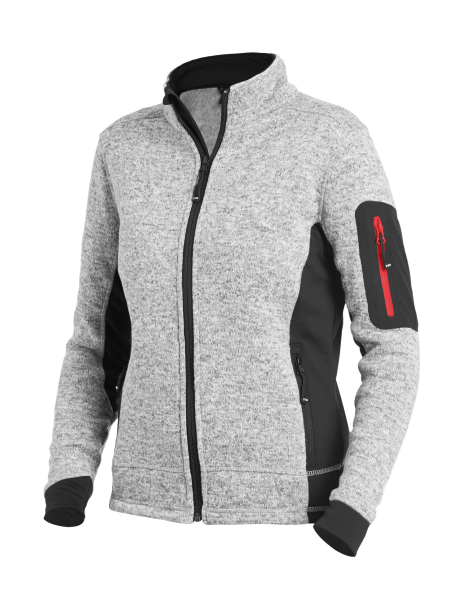FHB MARIEKE Strick-Fleece-Jacke Damen, grau-schwarz, Gr.