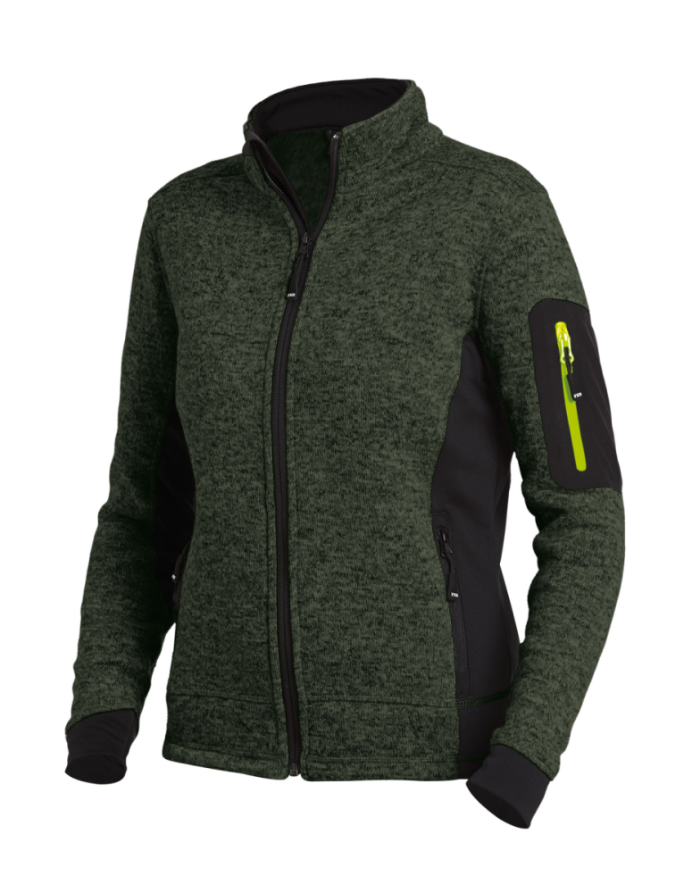 FHB MARIEKE Strick-Fleece-Jacke Damen, oliv-schwarz, Gr.