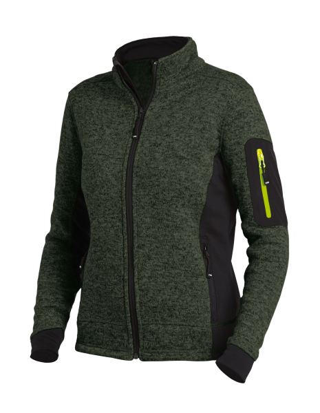FHB MARIEKE Strick-Fleece-Jacke Damen, oliv-schwarz, Gr.