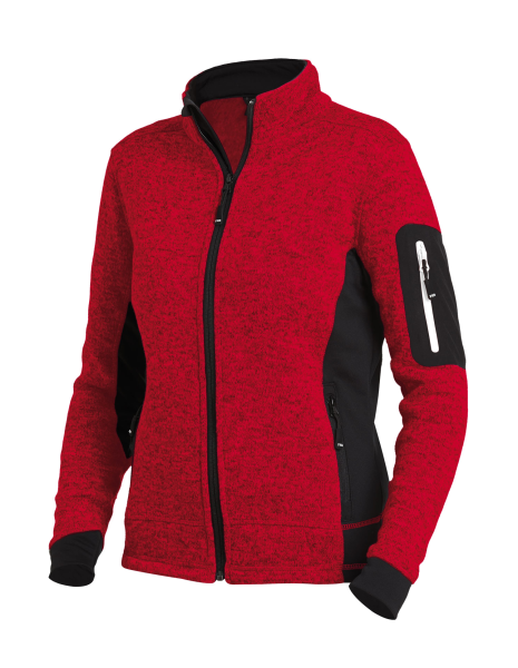 FHB MARIEKE Strick-Fleece-Jacke Damen, rot-schwarz, Gr.
