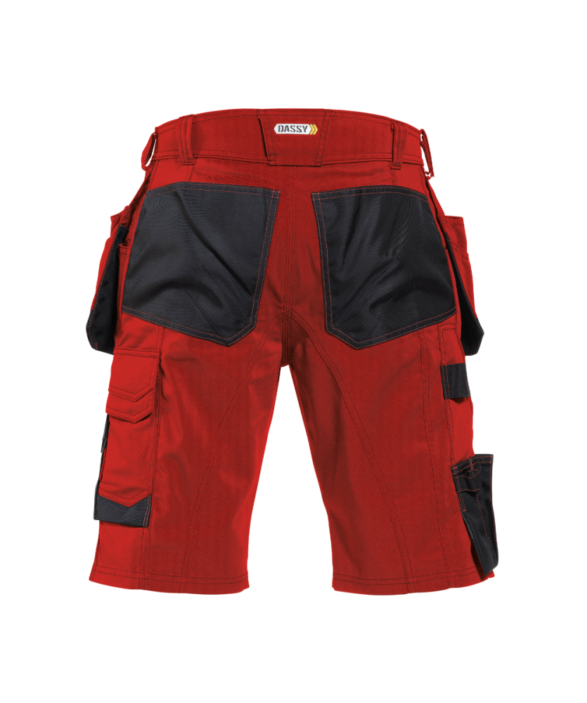 Dassy ® Bionic, Arbeitsshorts mit Holstertaschen, Rot/schwarz, 50