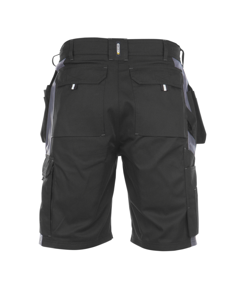 Dassy ® Monza, Zweifarbige Arbeitsshorts mit Holstertaschen, Schwarz/zementgrau, 67