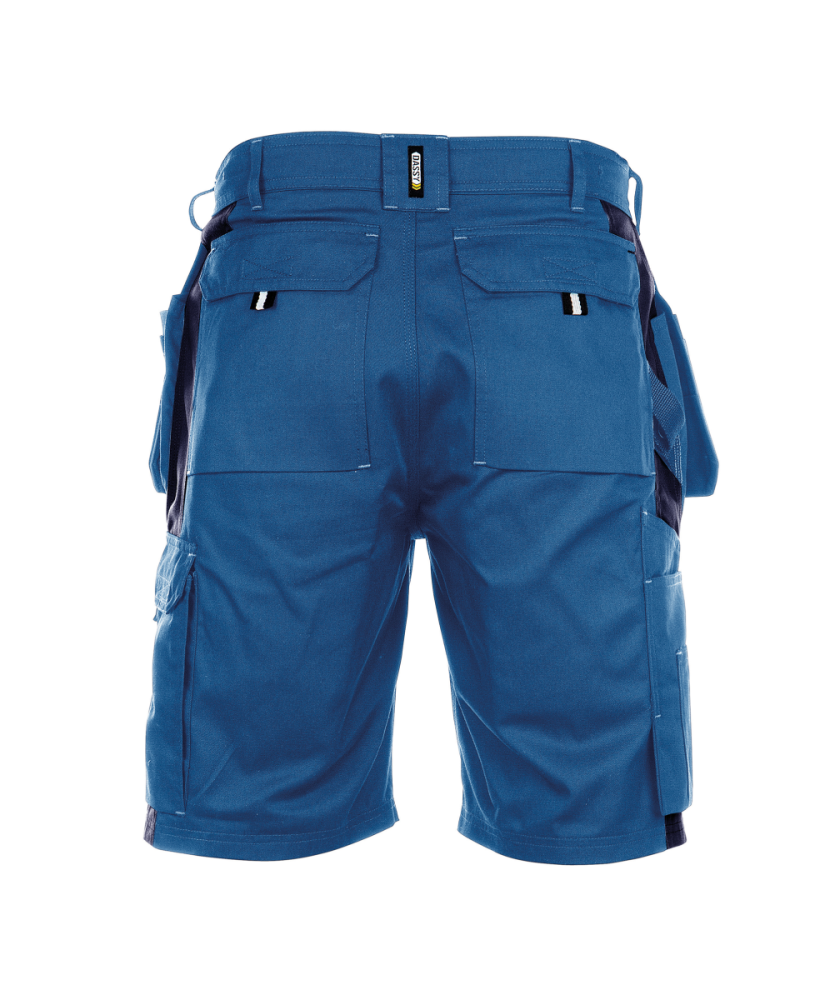 Dassy ® Monza, Zweifarbige Arbeitsshorts mit Holstertaschen, Kornblau/dunkelblau, 50