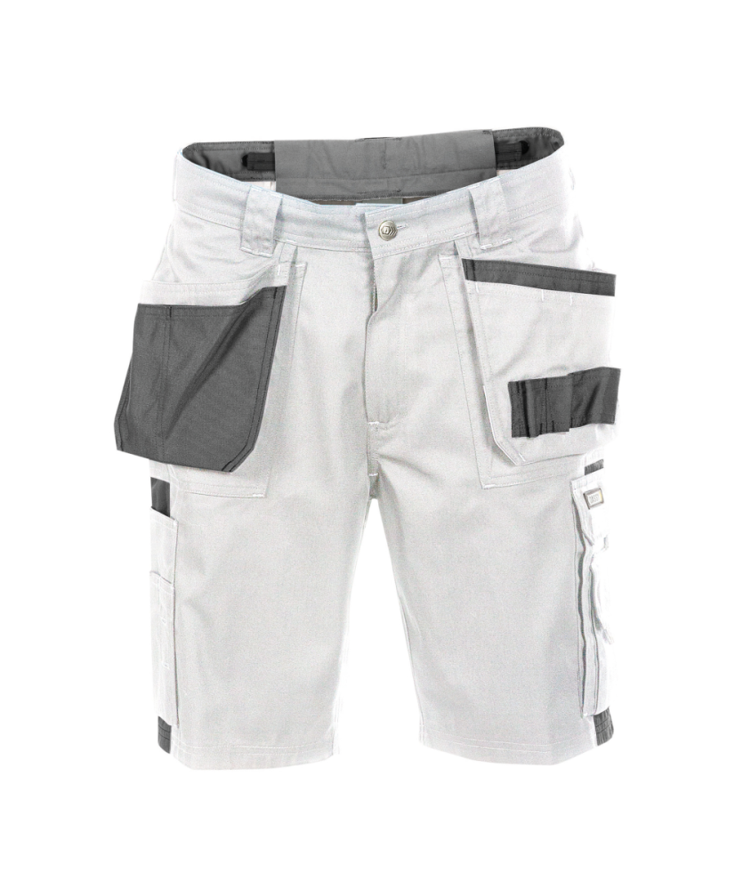 Dassy ® Monza, Zweifarbige Arbeitsshorts mit Holstertaschen, Weiß/zementgrau, 64