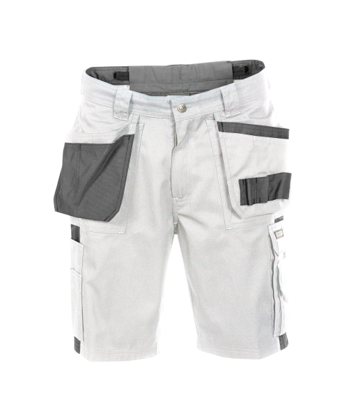Dassy ® Monza, Zweifarbige Arbeitsshorts mit Holstertaschen, Weiß/zementgrau