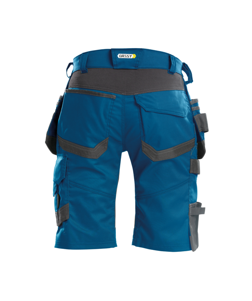 Dassy ® Trix, Stretch-Arbeitsshorts mit Holstertaschen, Azurblau/anthrazitgrau, 46