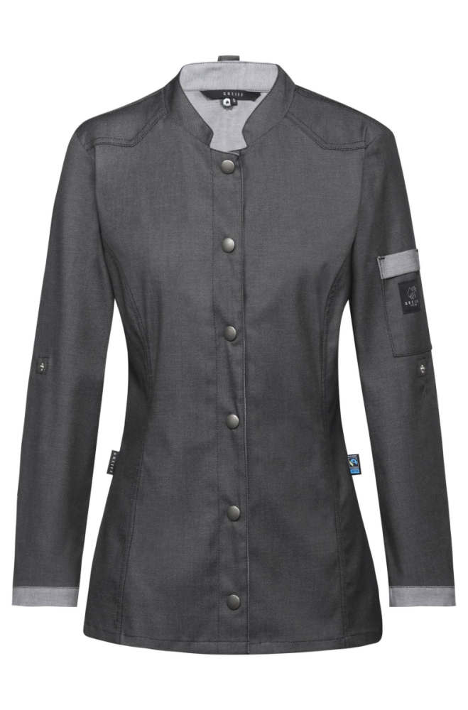 Greiff Damen-Kochjacke Biker Regular Fit, denimoptik anthrazit