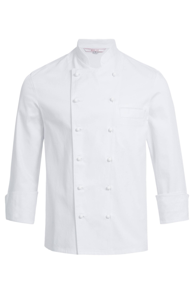Greiff Herren-Kochjacke Langarm, Regular Fit, weiss M