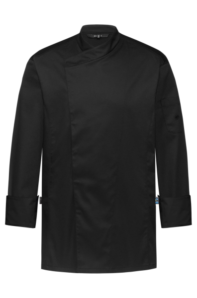 Greiff Herren-Kochjacke Langarm, Mit Jersy-Rücken, Regular Fit, schwarz