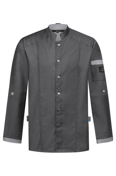 Greiff Herren-Kochjacke, Im Bikerstyle, Regular Fit, denimoptik anthrazit
