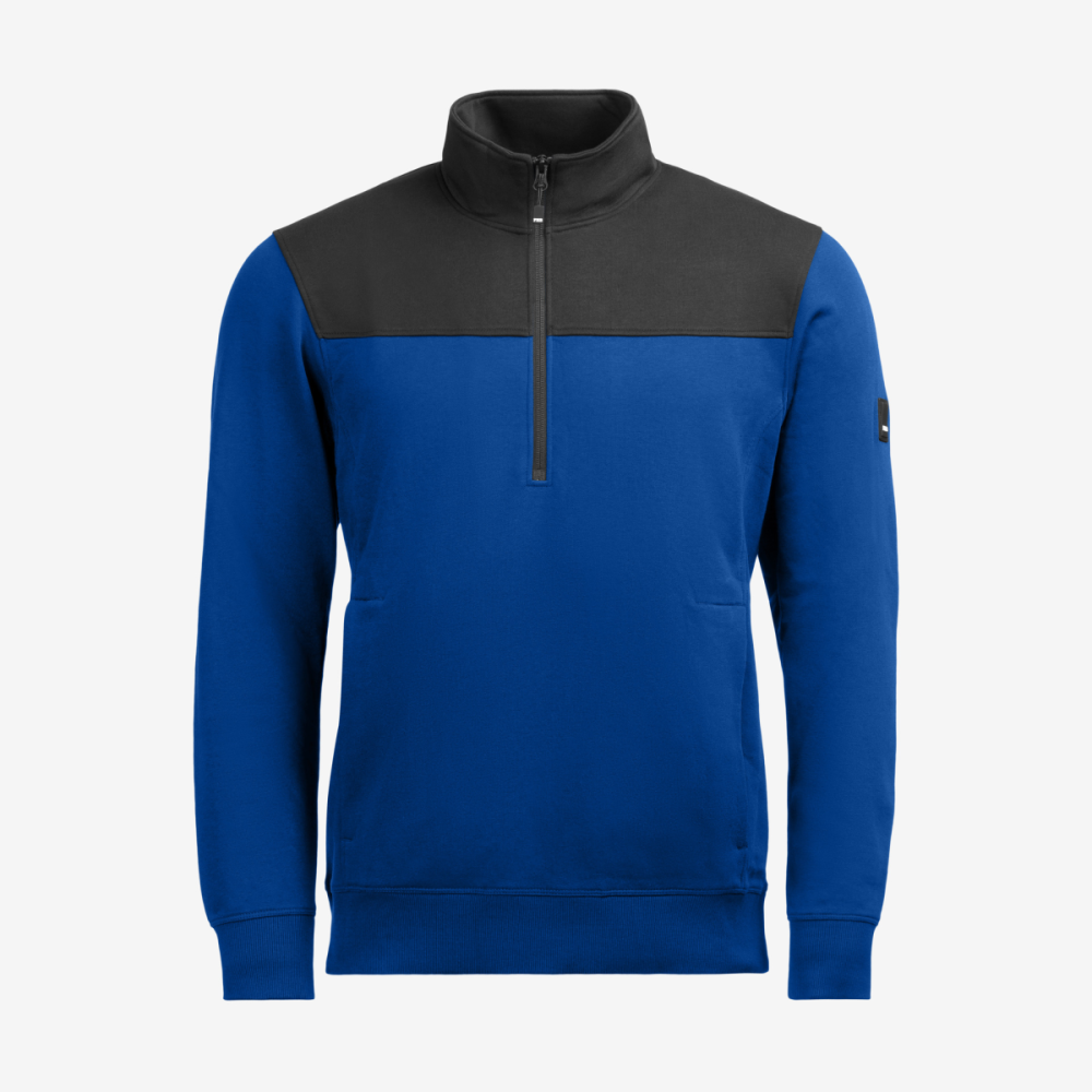 FHB ROB Zip-Sweatshirt, royalblau-schwarz, Gr. S