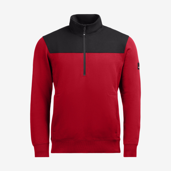 FHB ROB Zip-Sweatshirt, rot-schwarz